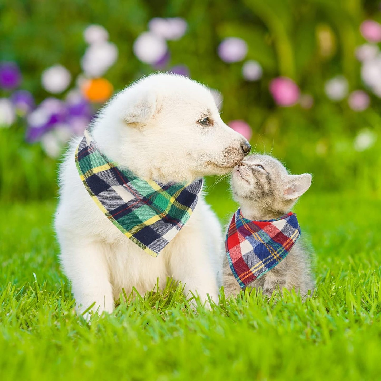 12 Piece Dog Bandanas Plaid Dog Scarf Pet Triangle Bibs Adjustable Accessories Bulk Kerchief Buffalo Plaid Bandanas Decor for Small or Medium Cat Dog Pet (Lattice Graphic) - Premium from Ninez Designz - Just $25! Shop now at Ninez Designz