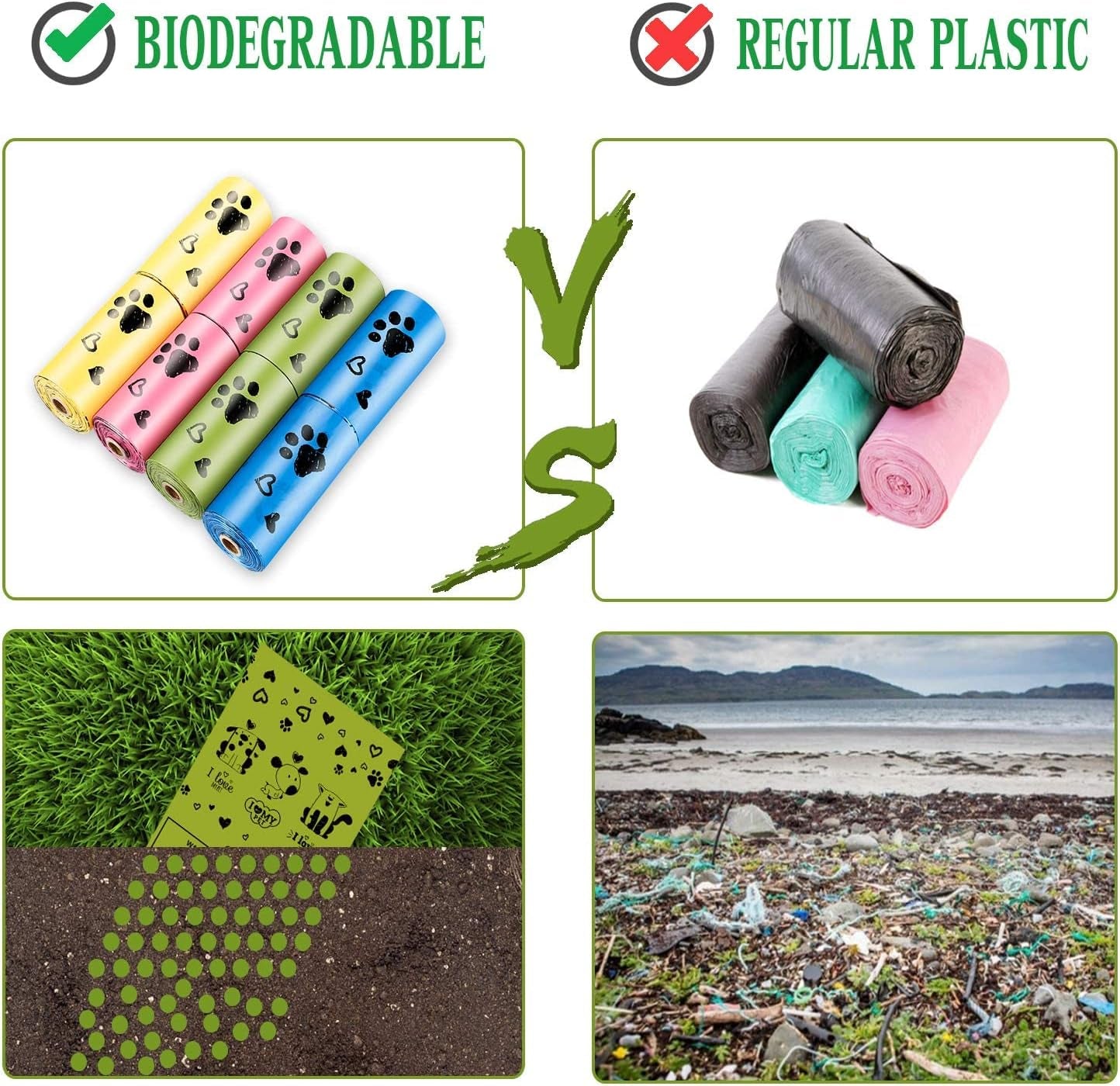 Biodegradable Dog Poop Bags: 720 Bags Extra Thick Strong Leak Proof Dog Waste Bags for Dogs with 1 Dispenser (4 Mixed Colors Green Blue Yellow Pink) -Scented - Premium from Ninez Designz - Just $26.28! Shop now at Ninez Designz