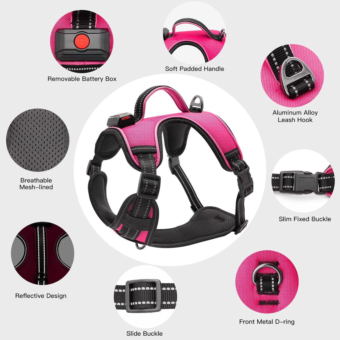LED Dog Harness- Durable Light up Dog Harness, Reflective Dog Harness Light, Adjustable LED Dog Coat for Small, Medium and Large Dogs (X-Large, Pink) - Premium from Ninez Designz - Just $18.85! Shop now at Ninez Designz