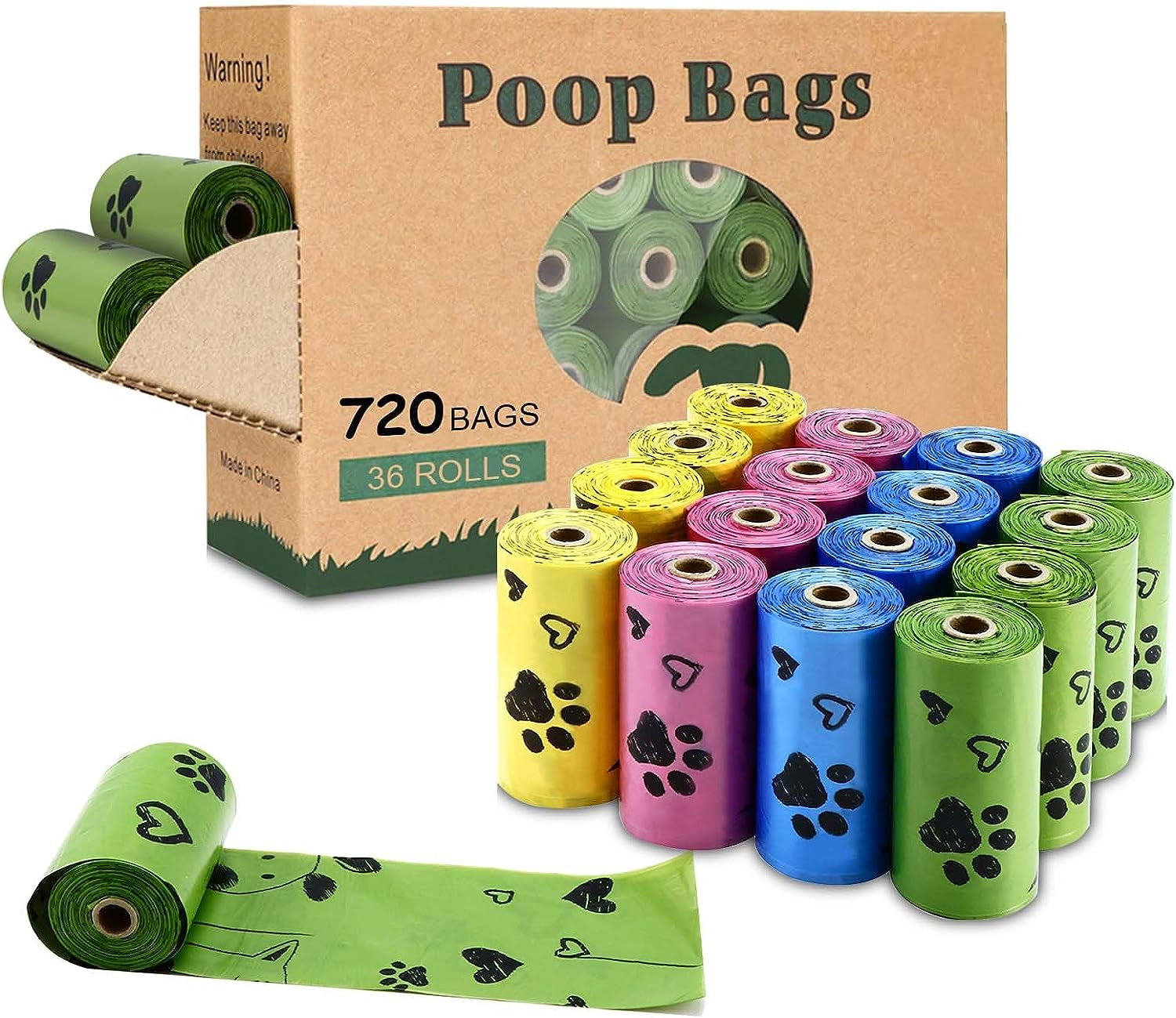 Biodegradable Dog Poop Bags: 720 Bags Extra Thick Strong Leak Proof Dog Waste Bags for Dogs with 1 Dispenser (4 Mixed Colors Green Blue Yellow Pink) -Scented - Premium  from Ninez Designz - Just $26.28! Shop now at Ninez Designz