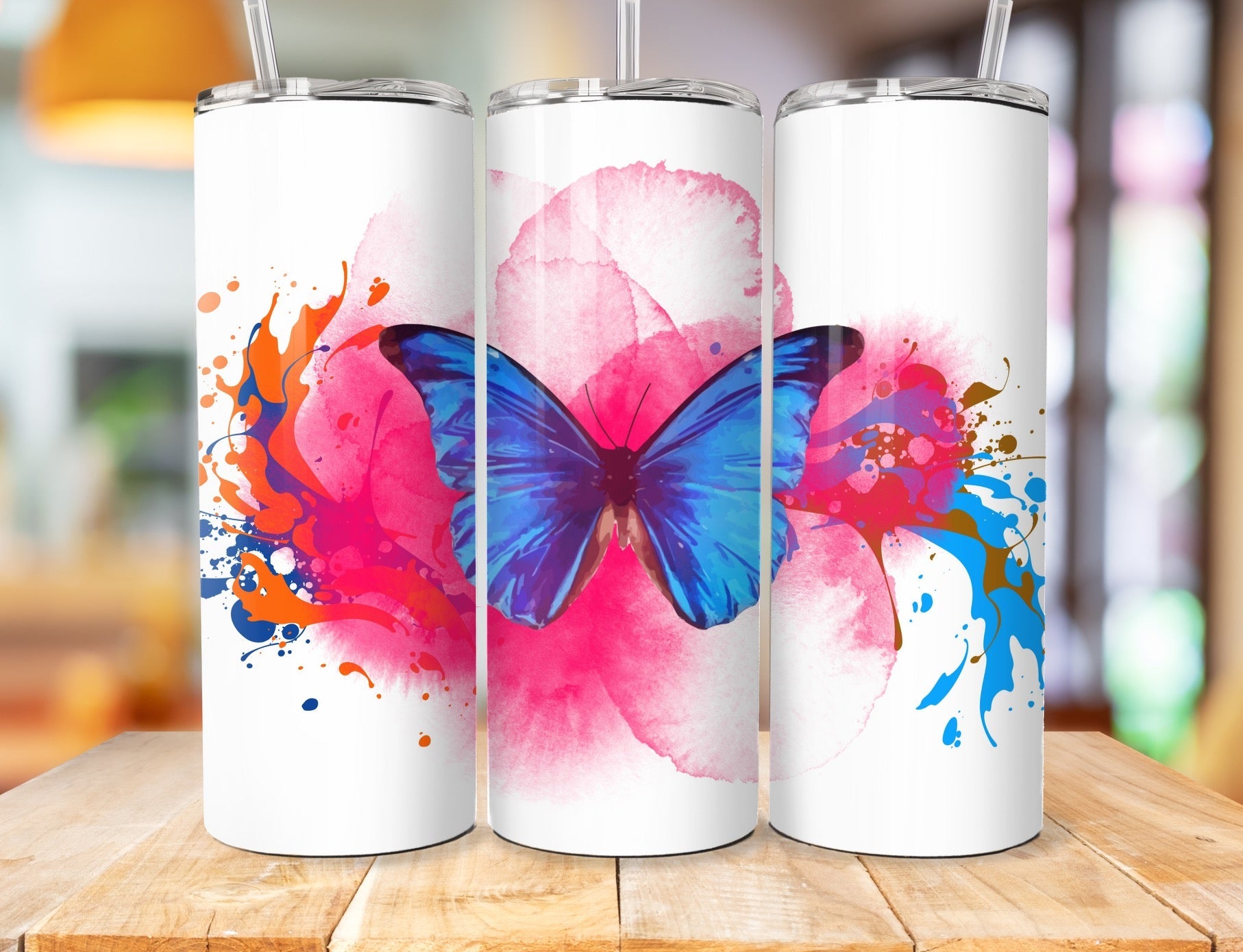 Butterfly Skinny Tumbler - Premium  from Ninez Designz Custom Creations LLC - Just $22! Shop now at Ninez Designz